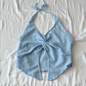 Light Blue Halter Crop Top Set